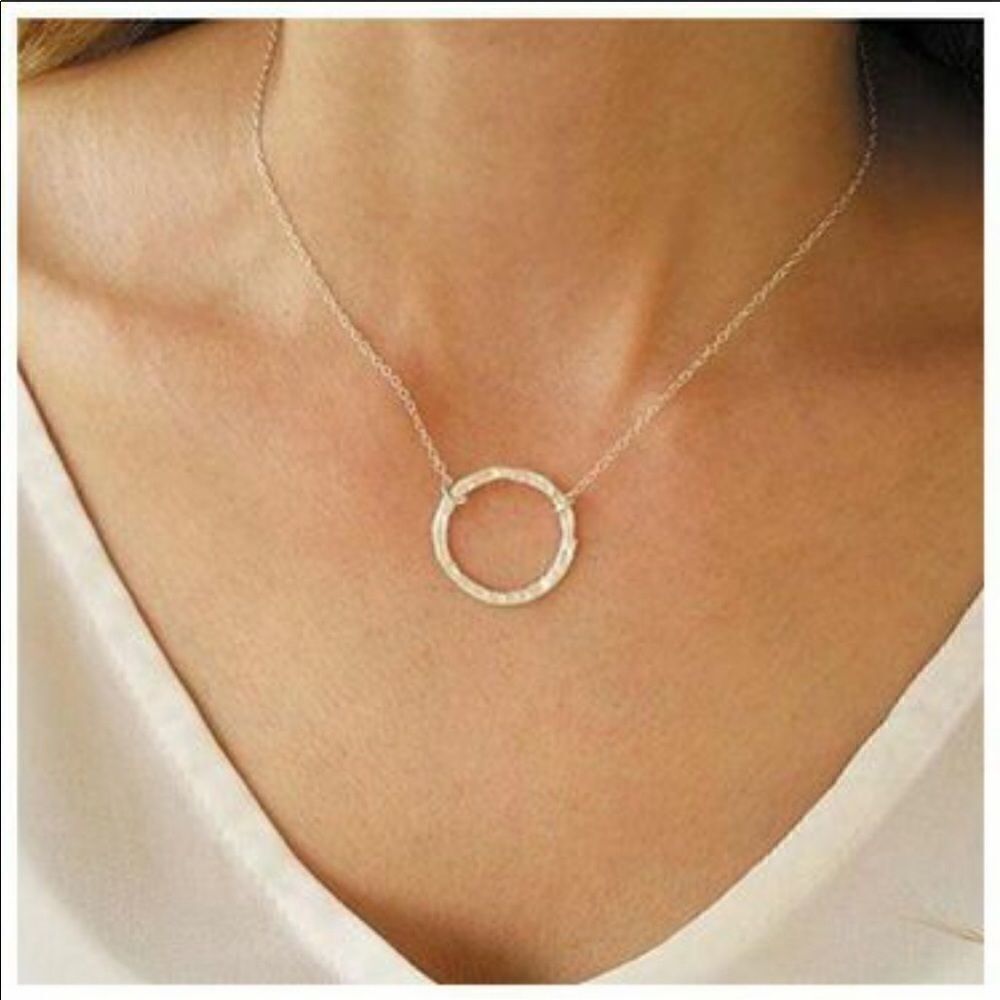 Necklace Pendant Round gold plated Chic Versatile